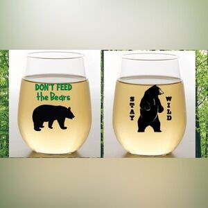 Wild Bear Stemless Shatterproof Wine Glasses (2 Pack)